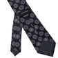 Elegant Dark Grey Silk Tie with Micro Print