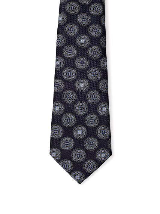 Elegant Dark Grey Silk Tie with Micro Print