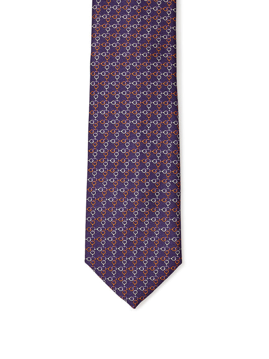 Elegant Violet Silk Tie with Micro Print