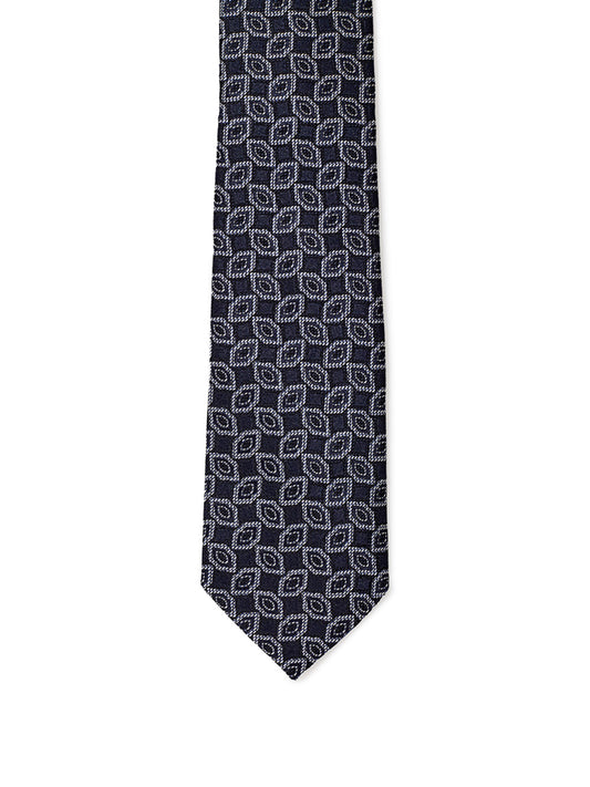 Elegant Dark Grey Silk Tie with Micro Print