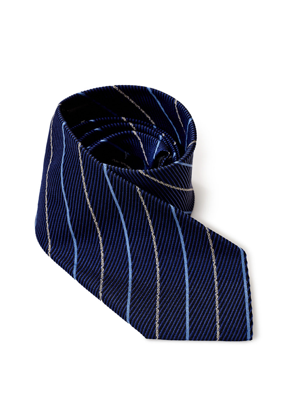 Elegant Blue Silk Tie with Oblique Print