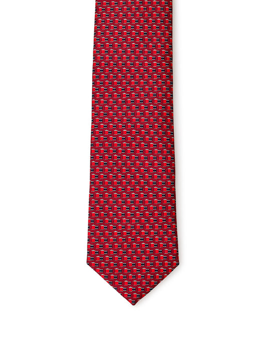 Regal Red Silk Tie with Micro Print