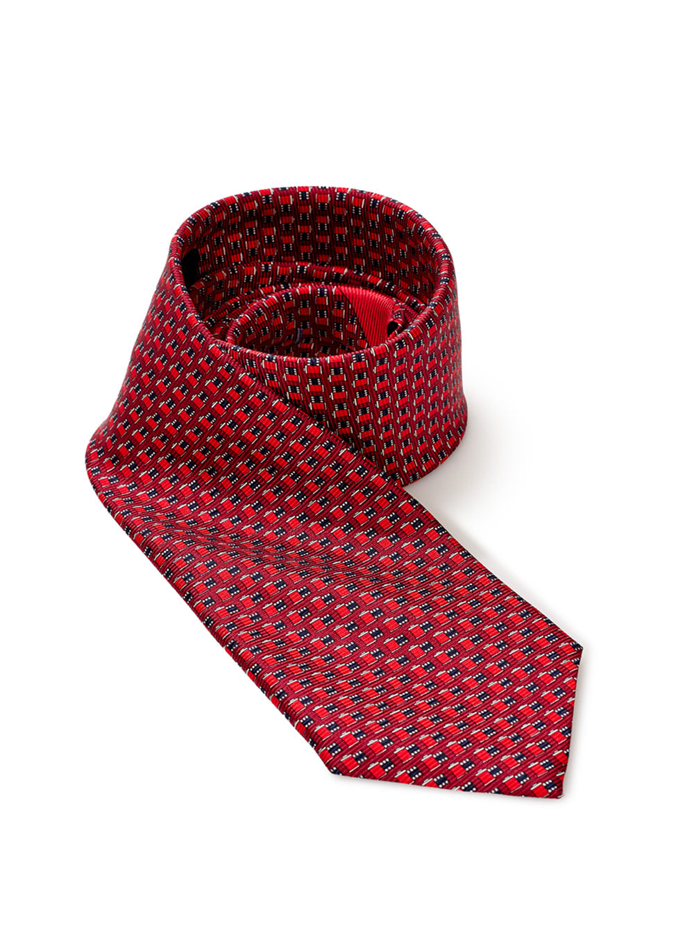 Regal Red Silk Tie with Micro Print