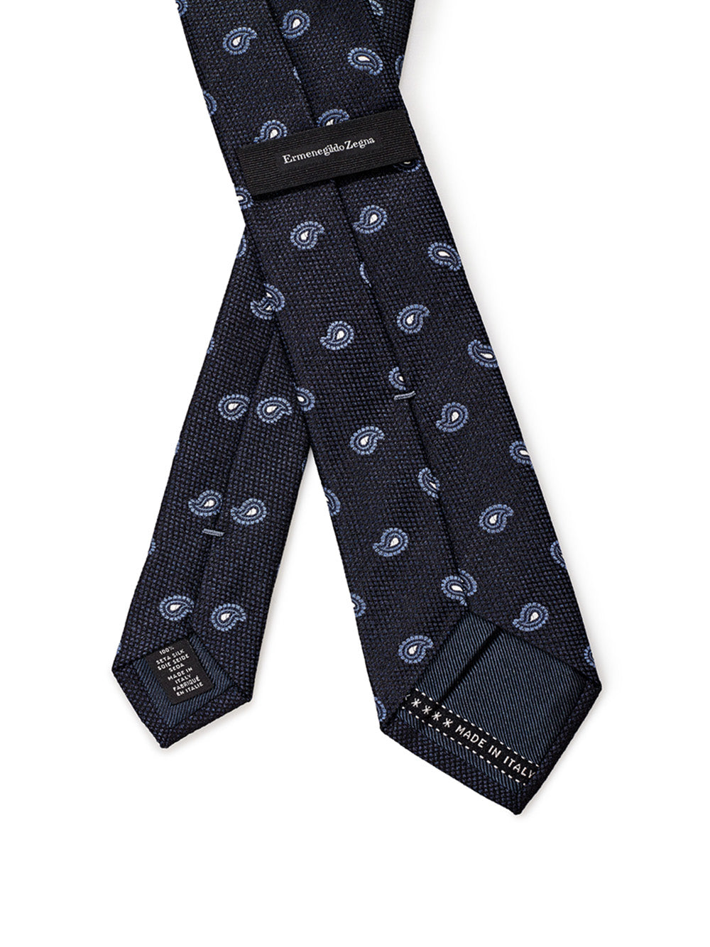 Elegant Blue Silk Tie with Cashmere Motif