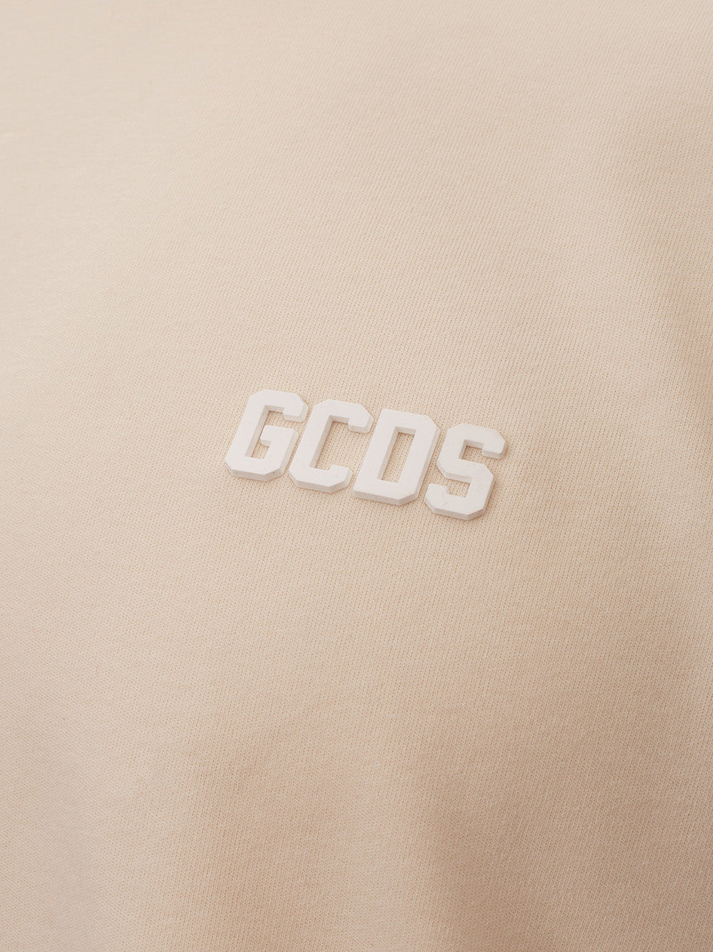 Oversized Beige Cotton Tee with 3D Logo