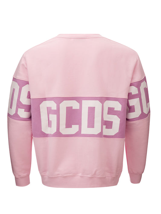 Oversized Pink Cotton Sweatshirt with Front Logo