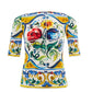 Elegant Maiolica Print Silk Top