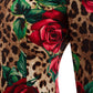 Elegant Leopard Print Silk Top with Rose Detail
