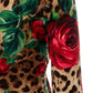 Elegant Leopard Print Silk Top with Rose Detail