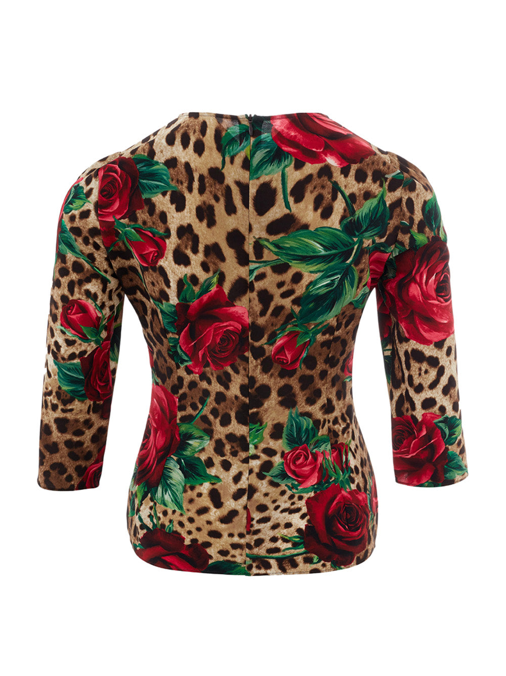 Elegant Leopard Print Silk Top with Rose Detail