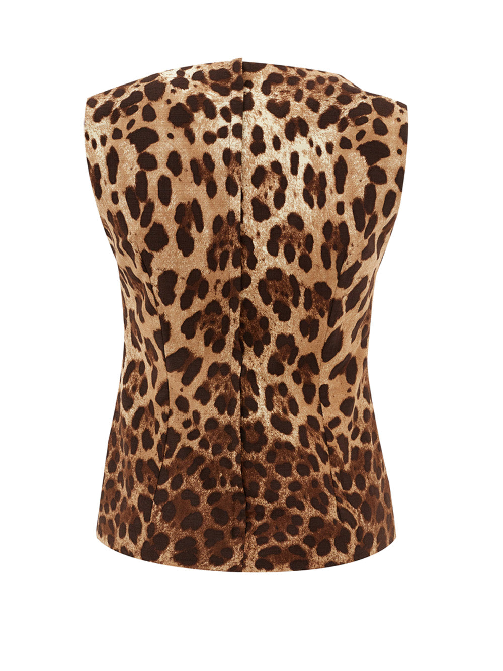 Elegant Leopard Print Sleeveless Jacket