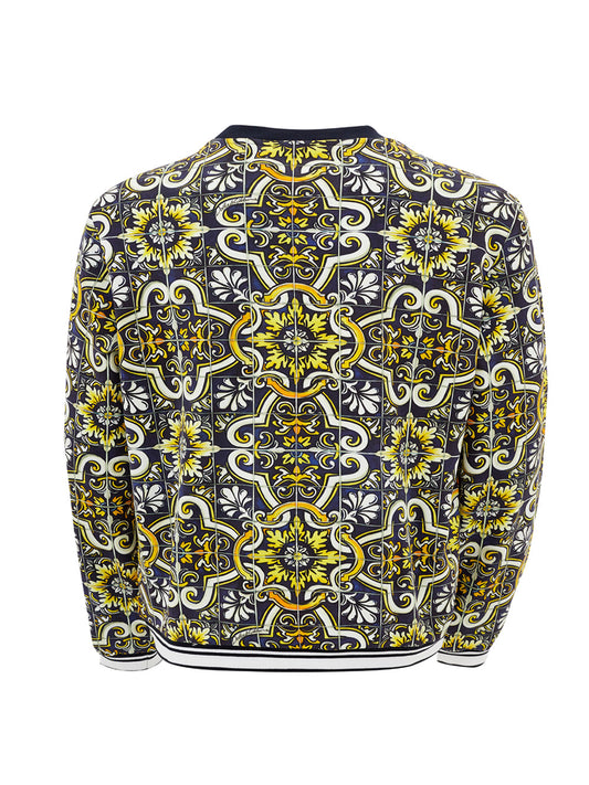 Majolica Print Cotton Sweatshirt - Yellow/Blue