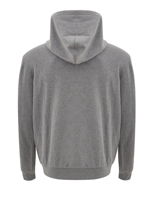 Elegant Grey Cotton Zip Sweatshirt