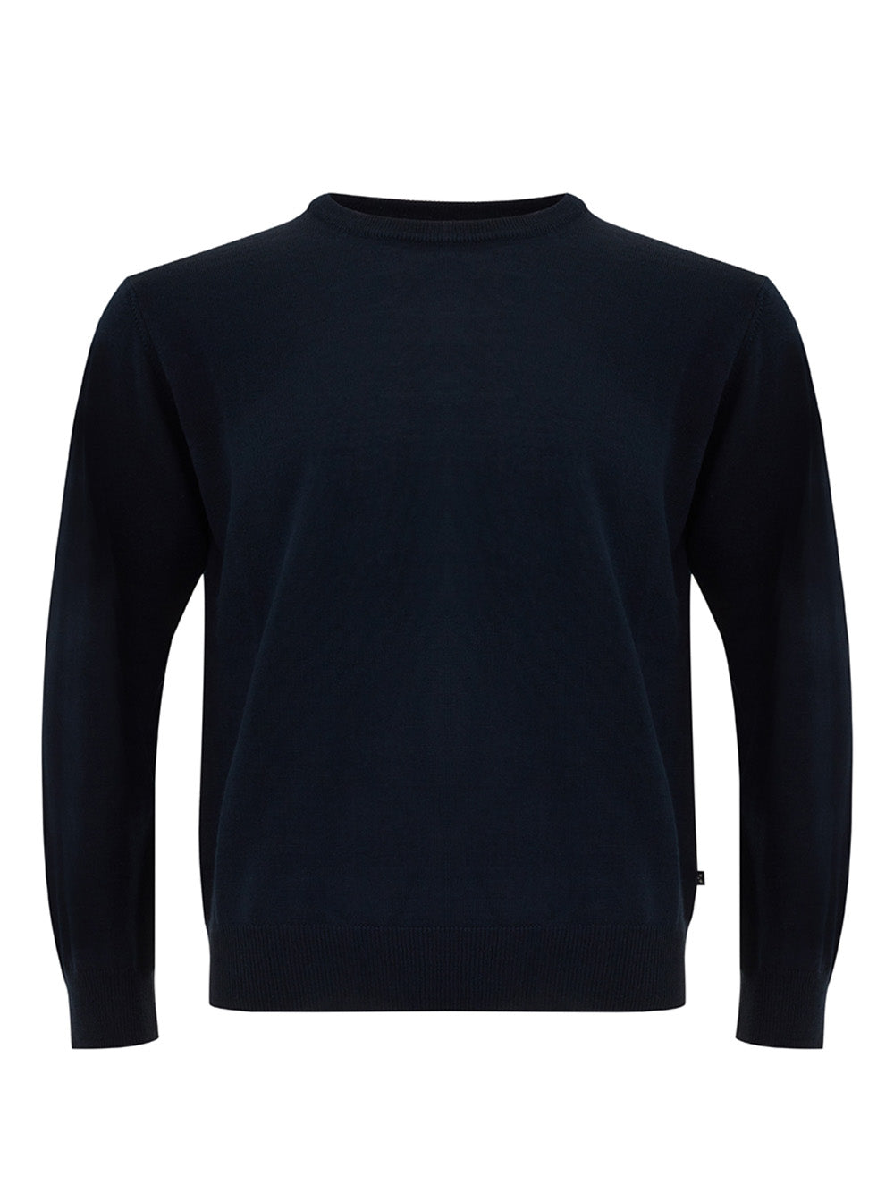 Elegant Blu Wool Round Neck Jumper - Regular Fit