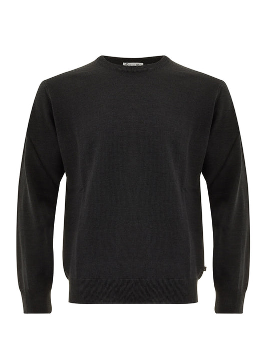 Elegant Dark Grey Wool Jumper – Classic Regular Fit