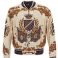 Beige Heraldry Silk Bomber Jacket