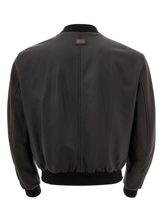 Elegant Slim Fit Leather Bomber Jacket