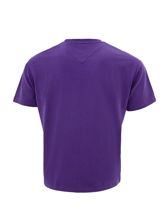 Chic Purple Cotton Tee with Signature Print