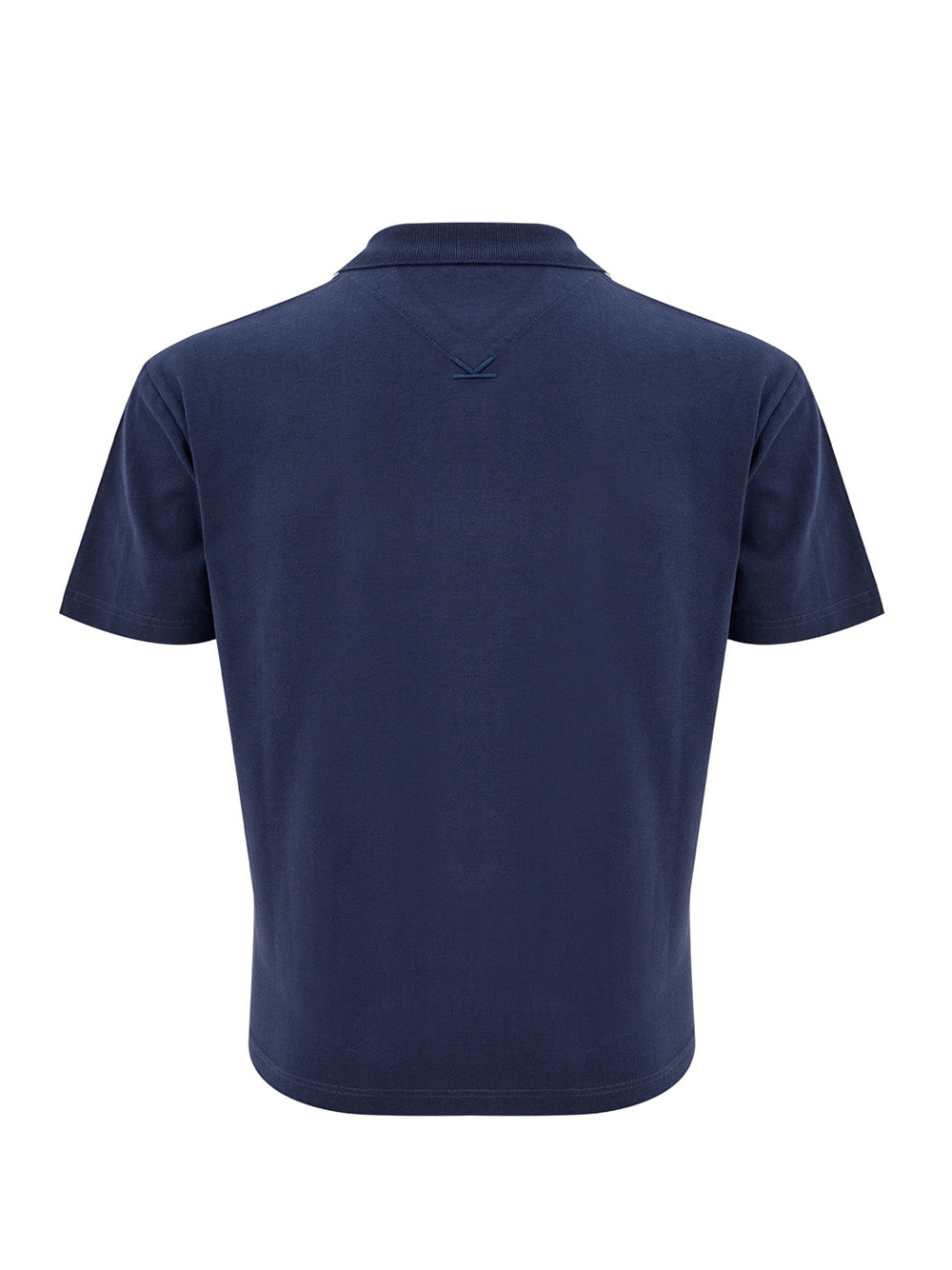 Sleek Blue Cotton Polo Shirt with Contrasting Logo