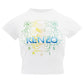 Chic Cropped White Cotton Tee with Bold Print