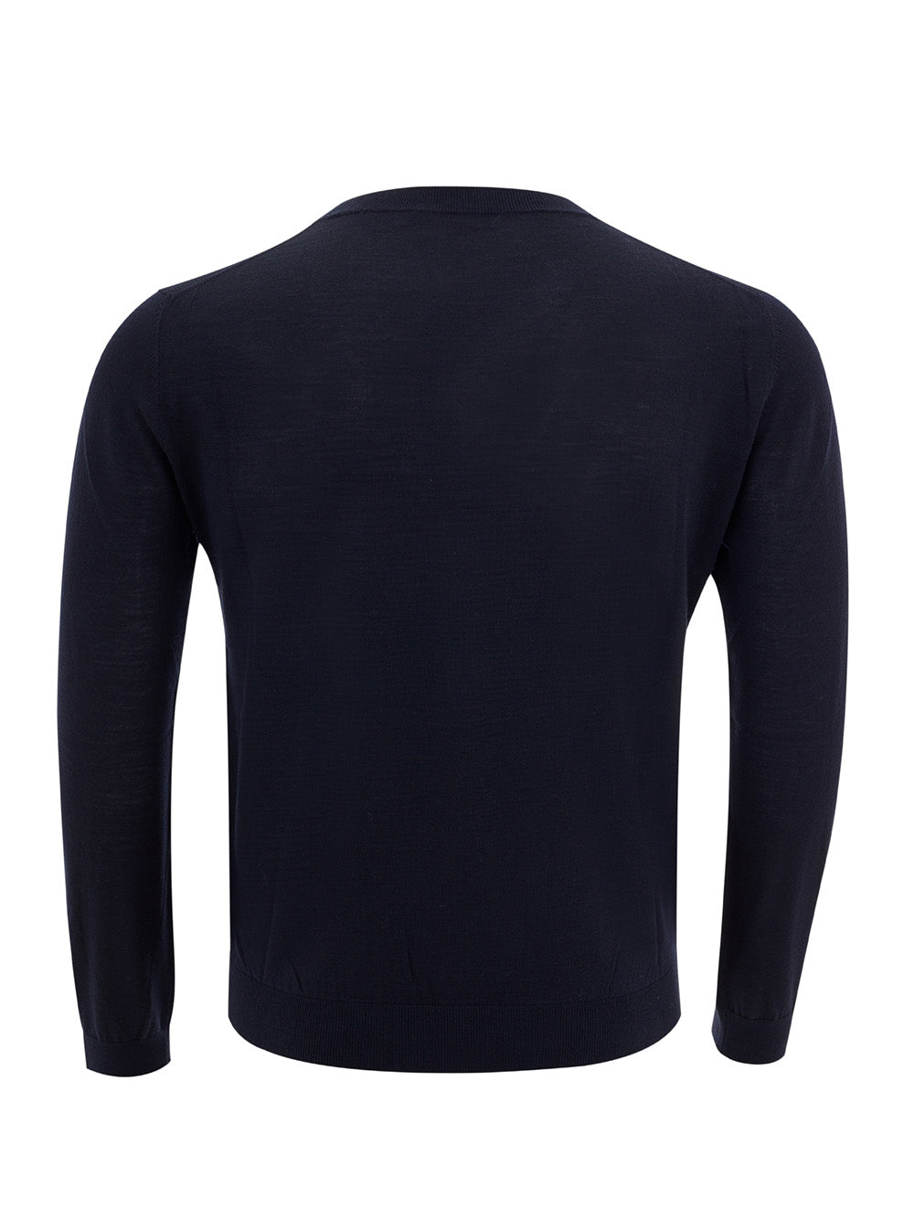 Elegant Blue Woolen Round Neck Jumper