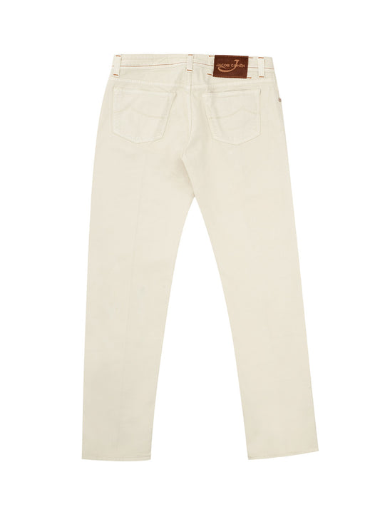 Elegant Ivory Cotton Blend Trousers