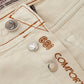 Elegant Ivory Cotton Blend Trousers
