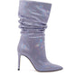 Lilac Reptile Print Leather Ankle Boot