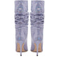 Lilac Reptile Print Leather Ankle Boot