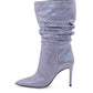 Lilac Reptile Print Leather Ankle Boot