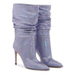 Lilac Reptile Print Leather Ankle Boot
