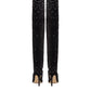 Crystal-Embellished Suede Thigh-High Boots