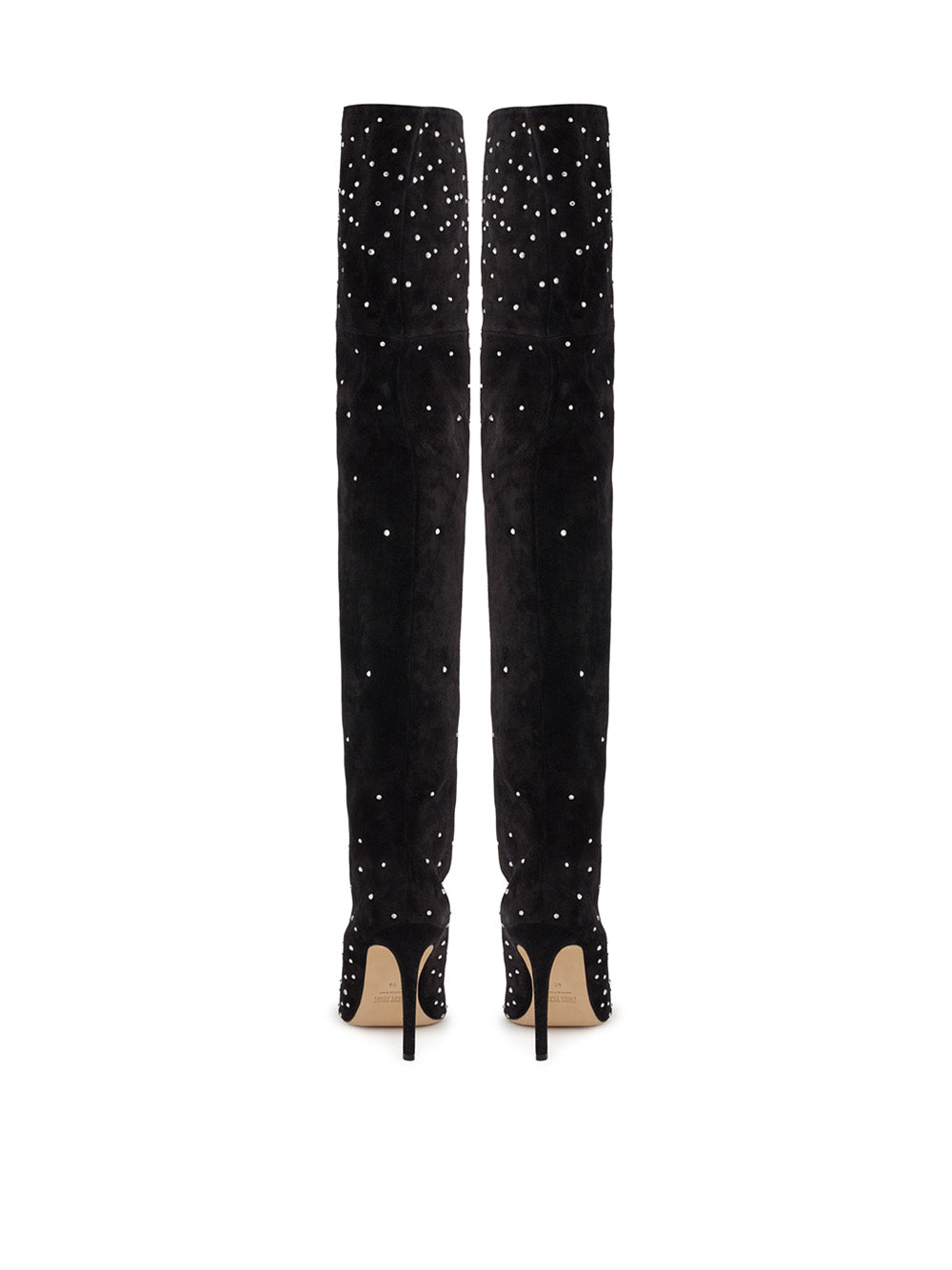 Crystal-Embellished Suede Thigh-High Boots