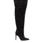 Crystal-Embellished Suede Thigh-High Boots