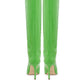 Chic Neon Green Patent Leather Knee Boots