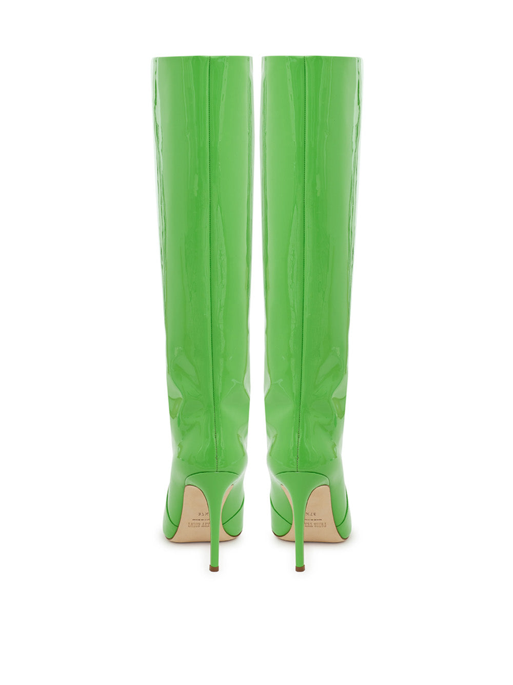 Chic Neon Green Patent Leather Knee Boots