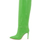 Chic Neon Green Patent Leather Knee Boots