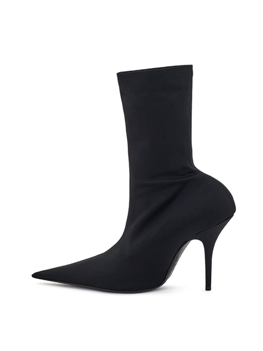 Sleek Black Knife Ankle Boot Stretch Fabric Heels