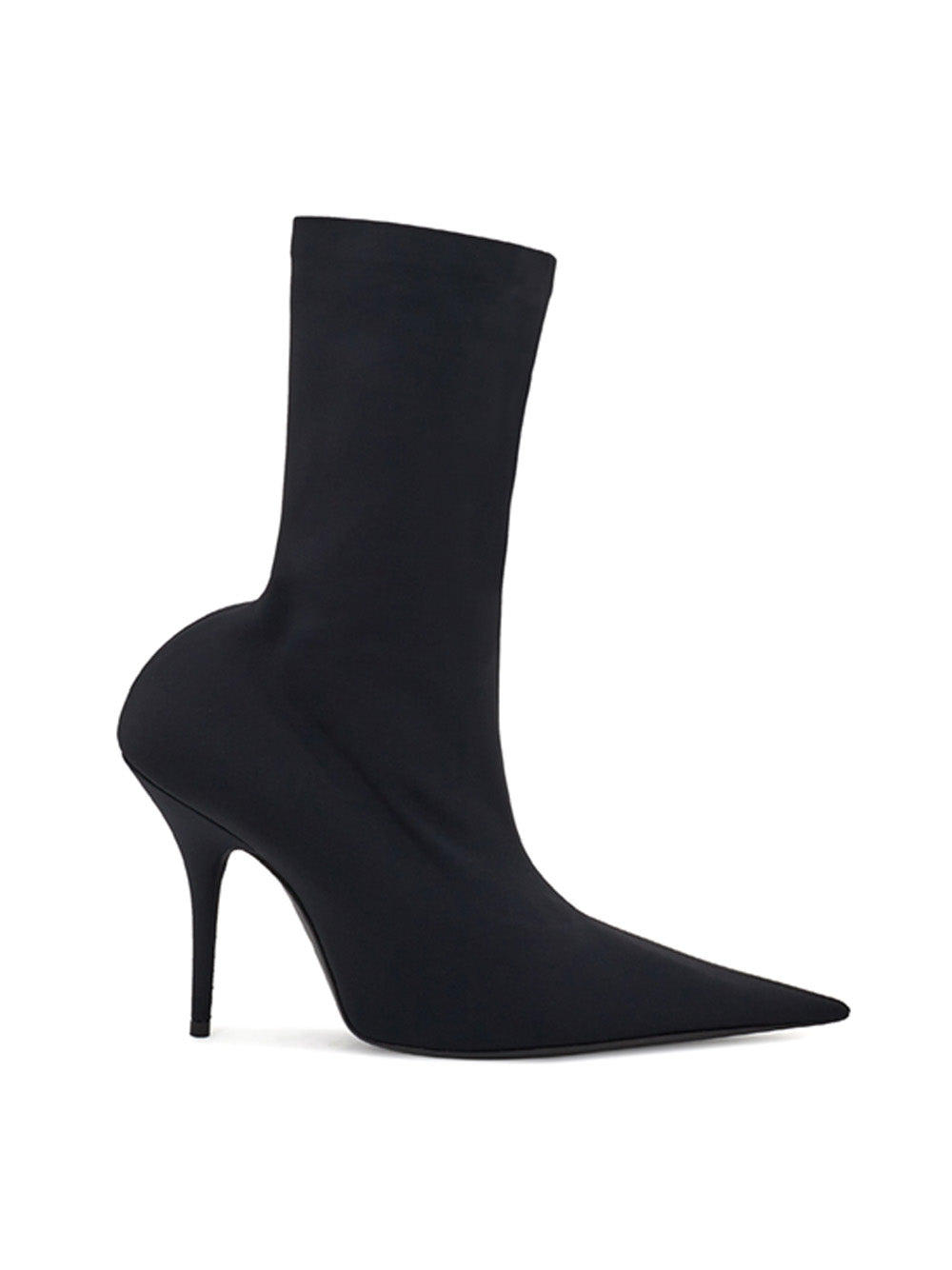 Sleek Black Knife Ankle Boot Stretch Fabric Heels