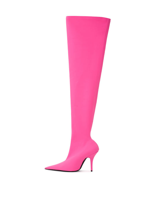 Neon Pink Over-the-Knee Statement Boot