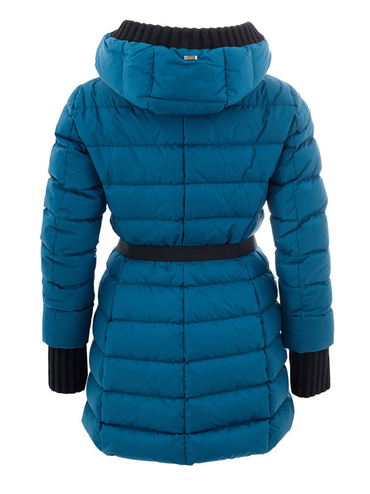 Elegant Quilted Long Jacket in Sublime Blue