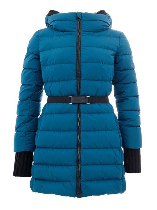 Elegant Quilted Long Jacket in Sublime Blue