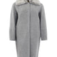 Elegant Grey Wool Coat with Removable Fur Collar