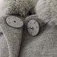 Elegant Grey Wool Coat with Removable Fur Collar