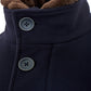 Blue Wool Jacket with Fur Collar