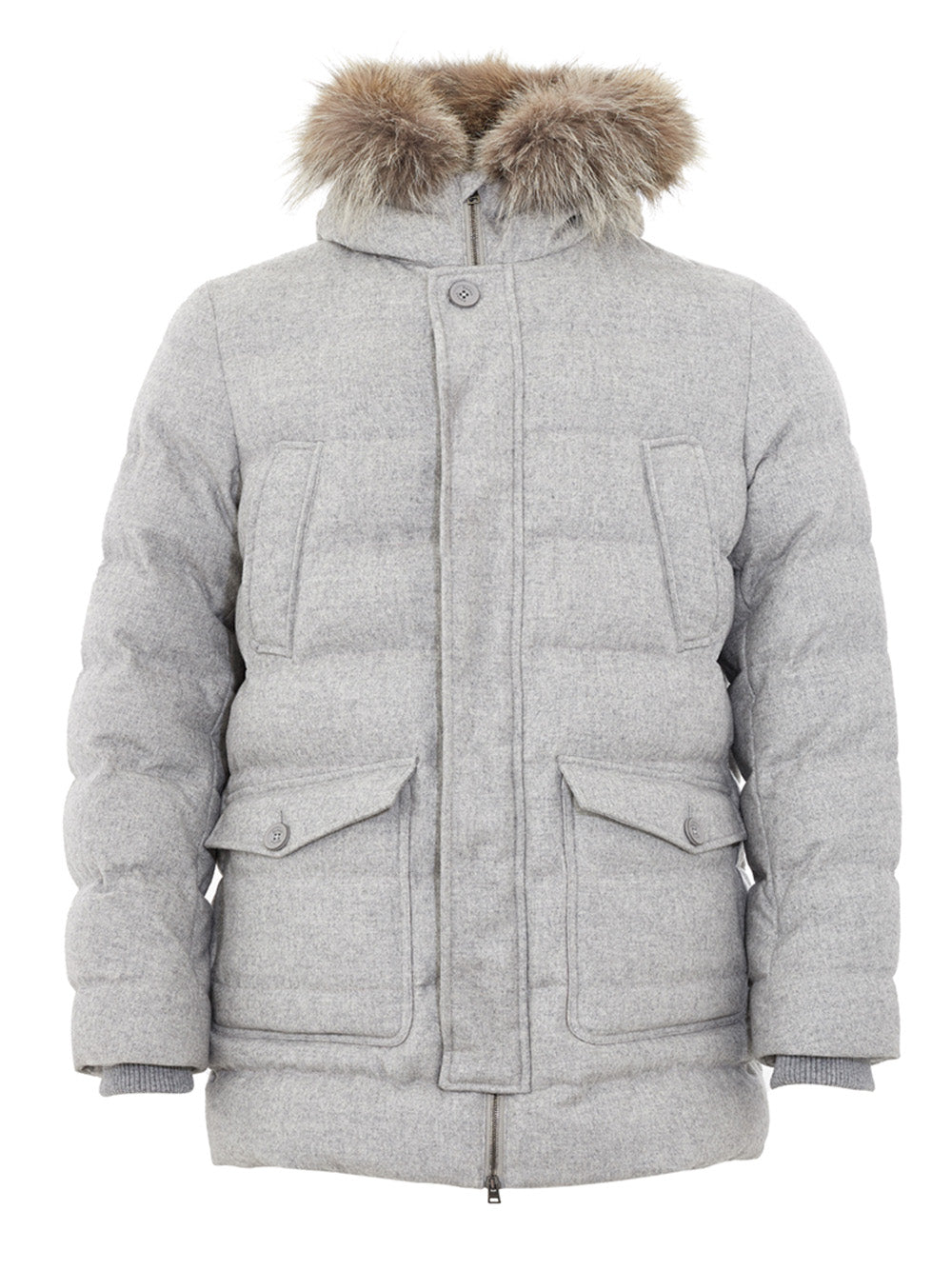 Elegant Quilted Grey Cashmere Blend Jacket