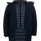 Elegant Blue Quilted Trench with Removable Hood