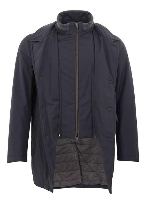 Elegant Quilted Grey Trench - Timeless Elegance