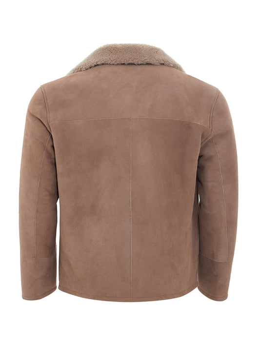 Elegant Sheepskin Leather Jacket in Brown