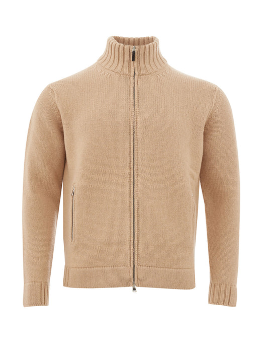 Elegant Beige Woolen Turtleneck Sweater